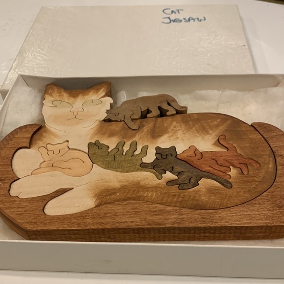 Vintage Handmade Cat Jigsaw puzzle in box - Picture 4 of 7